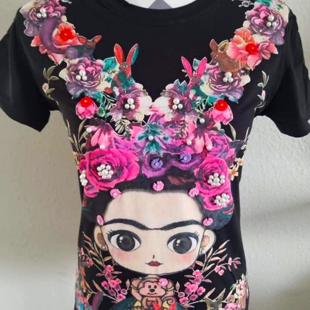 Black Frida fashion beaded t-shirth